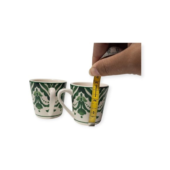 Sur La Table Green Handpainted Espresso Mugs Pottery - Picture 4 of 6